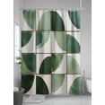 thumbnail image 5 of Shower Curtains Abstract Green Floral Geometric Bath Curtain Modern Art Waterproof Bathroom Shower Curtain Set with Hooks Decoration 72 x 72 Inches, 5 of 7