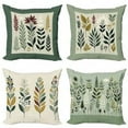 thumbnail image 4 of Ambesonne Botanical Throw Pillow Cover 4 Pack, Leafy Calm Blossoms Art, 18", Peacock Green Fawn Maroon, 4 of 4