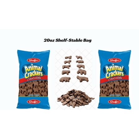 Stauffer’s Chocolate Animal Crackers, Crunchy Snack Cookies, 20 oz Bags, 2 Pack