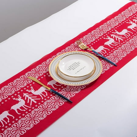 

Yubatuo Christmas Decorations Linen Table Runner Linen Unlined Table Runner Ideal for Wedding Baby Shower Party Decor Thanksgiving Christmas or Special Event - Size 11 x105