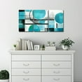 thumbnail image 3 of Hieng Teal Abstract Wall Art Blue and Gray Canvas Print 3 Pieces Abstract Geometric Circle Black Gray Painting for Home Office Decor Unframed, 3 of 6