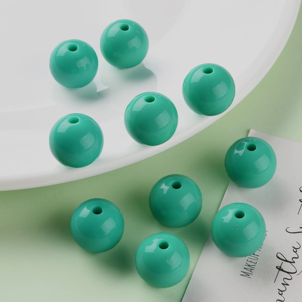 Opaque Acrylic Beads Round Light Sea Green 16x15mm Hole: 2.8mm about 220pcs/500g
