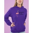 thumbnail image 2 of Weekend Vibes Flamingo Hoodie Women -Image by Shutterstock, Female Medium, 2 of 4