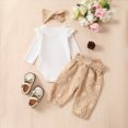 thumbnail image 3 of HCNTES Baby Girl Clothes Winter Daisy Outfit Ribbed Romper Floral Harem Pants Bow Headband Set Fall Outfits 3 6 12 18 Months, 3 of 6