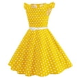 thumbnail image 7 of JUoaLXG Toddler Girls Casual Dresses Summer Party Sleeveless Gown Kid Dots Print Floral Children Dress Outwear,Yellow,4-5 Years, 7 of 7