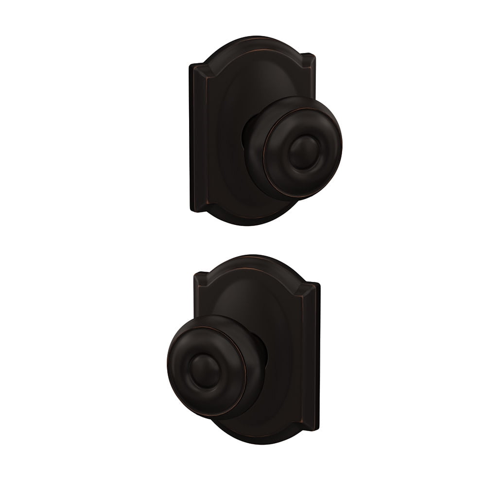 Schlage FC172GEO716CAM Custom Georgian Non-Turning Two-Sided Dummy Door Knob Set - Bronze
