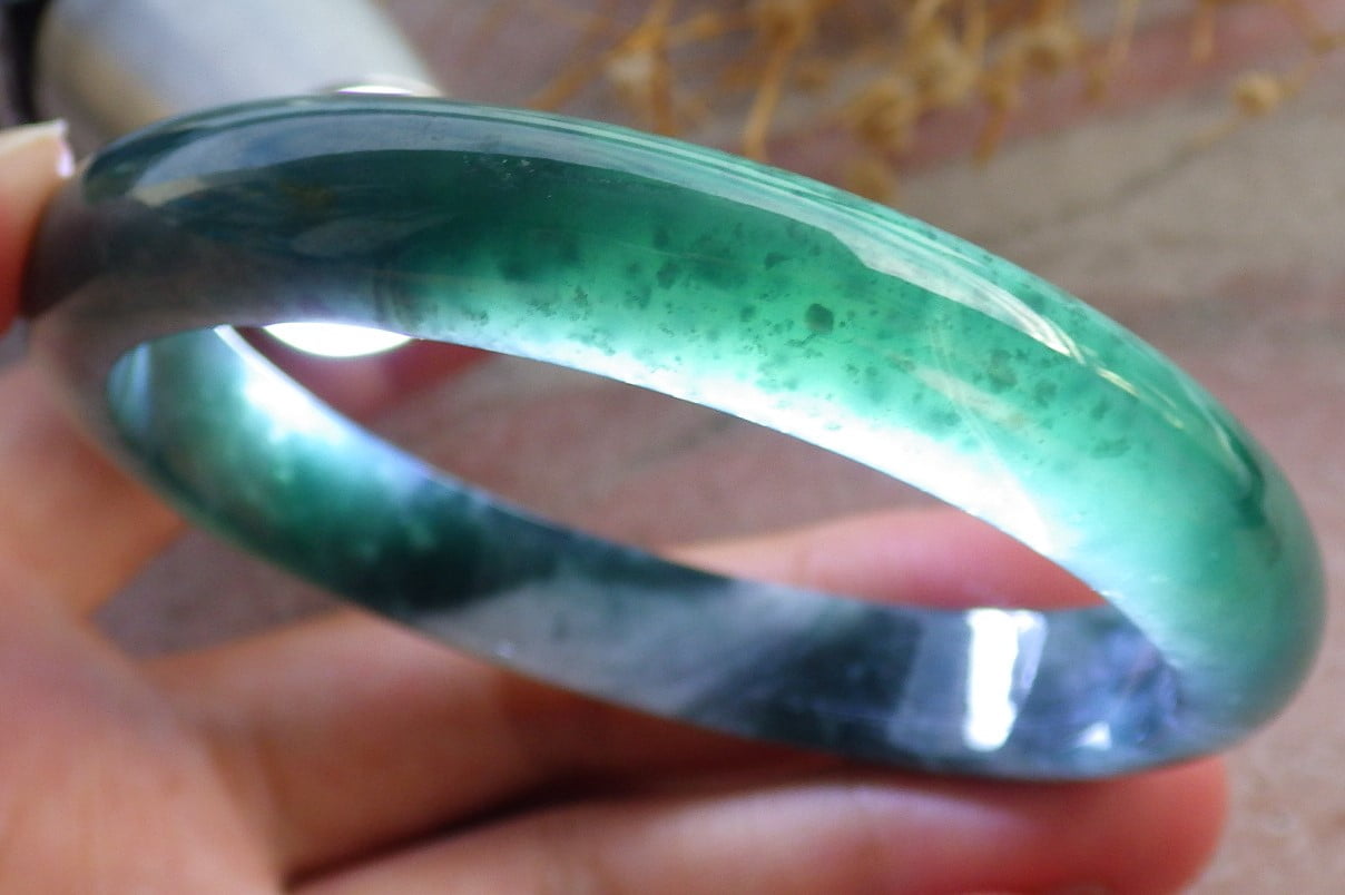 Icy Green Natural A JADE Jadeite Bangle Bracelet 60 mm 684200 TN