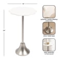 thumbnail image 5 of Kate and Laurel Sanzo Modern Pedestal Round Side Table, 14 x 14 x 24, White Marble and Silver, Decorative Circle End Table with Scalloped Marble Tabletop for Indoor Plant Stand or Bedroom Nightstand, 5 of 8