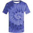 thumbnail image 2 of Prolriy Hauts d'Été pour Femmes 2025 T-Shirt à Manches Courtes Col Rond Imprimé Teinture sur Nœuds Bleu TTTG, 2 of 4
