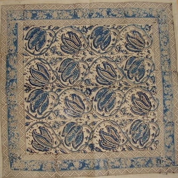 Veggie Dye Block Print Cotton Table Napkin 18" x 18" Blue