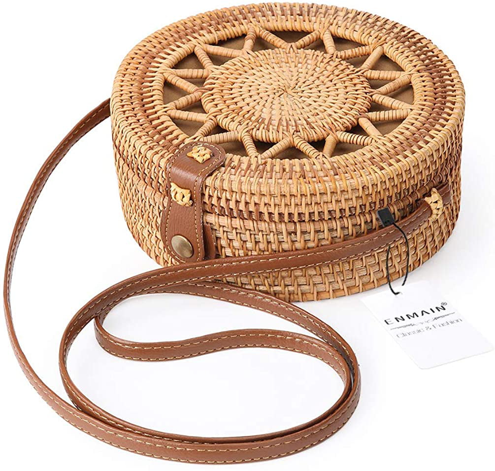 Amazon.com: Bohemian Straw Bags for Women Summer Rattan Shoulder Circle  Beach Handbags Handmade Knitted woven Bag Purse sac-1 : Clothing, Shoes &  Jewelry