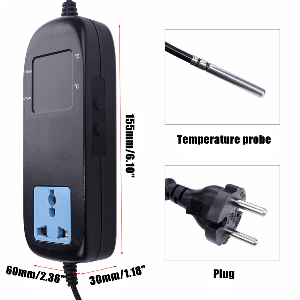 Electronic Thermostat Digital Breeding Temperature Controller Socket US EU Plug
