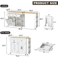 thumbnail image 3 of Aphthongs 81" Farmhouse Kitchen Island with Power Outlet & Trash Storage, Rolling Kitchen Cart on Wheels with Extendable Dining Table, 2 Drawers & Adjustable Shelves, 3 of 11