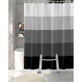 thumbnail image 3 of Split Shower Curtain for Transfer Bench, Black Grey Ombre Fabric Shower Curtains for Bathroom, Modern Abstract Art Farmhouse Striped Tub Sliding Transfer Bench Waterproof Bath Curtains 72"x72", 3 of 9