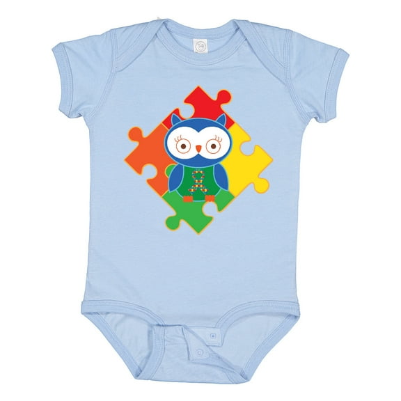 Inktastic Autism Awareness Puzzle Piece Owl Boys or Girls Baby Bodysuit