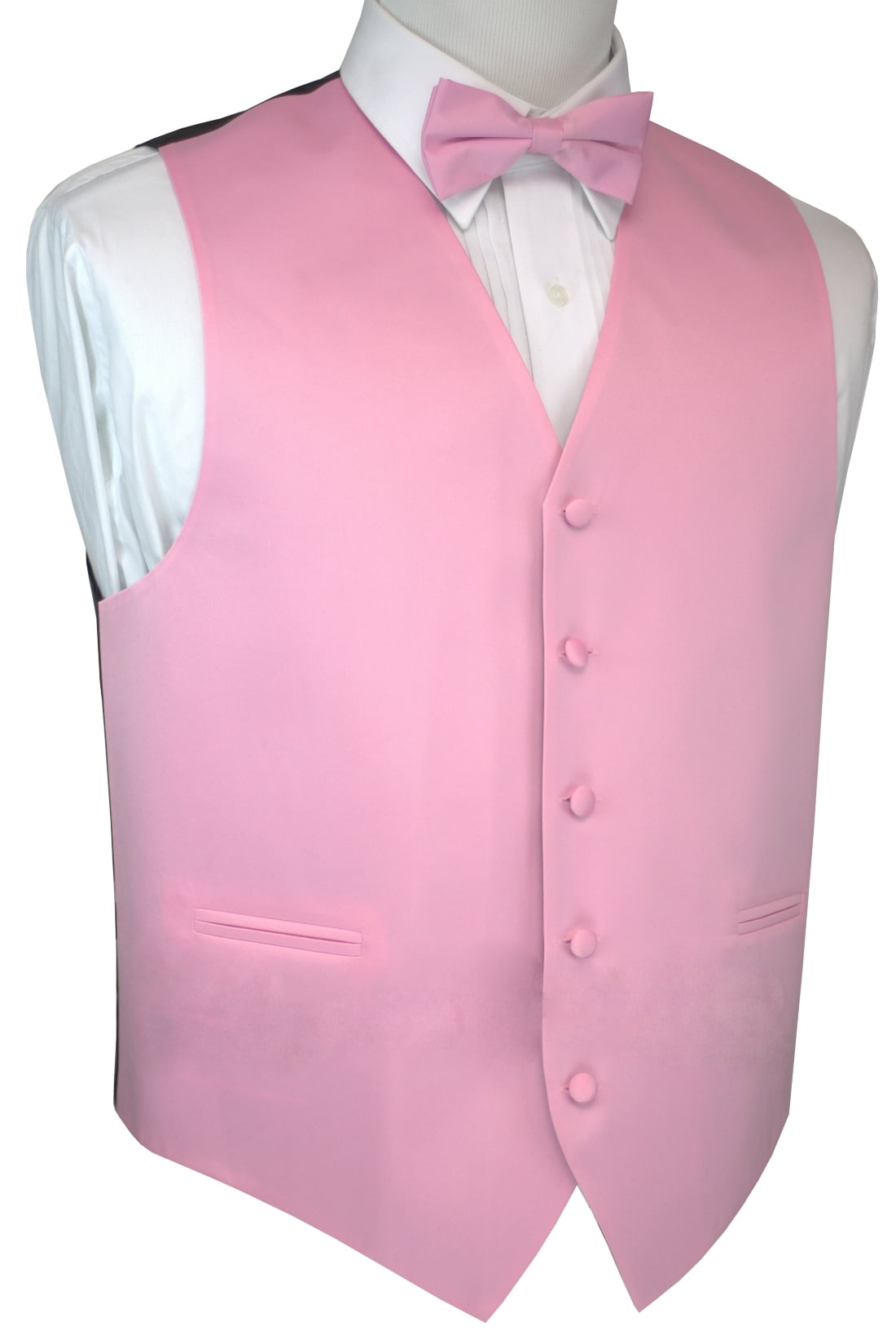 Italian Design, Men's Tuxedo Vest, Bowtie Pink