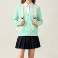 thumbnail image 6 of Girls Open‑Front V‑Neck Knit Cardigan, Kids Long Sleeve Solid Knit Sweater with Side Pockets for Back‑to‑School Uniform Daily Casual Fall Outfits | CSEONE, 6 of 8