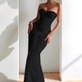 thumbnail image 5 of Women'S Evening Gown Waist Tie Slim Fit Ribbon Strapless Dress Elegant Formal Party Maxi Cocktail Black S, 5 of 9