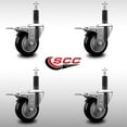 thumbnail image 2 of 3.5 Inch SS Black Poly Swivel 1 Inch Expanding Stem Caster Set Total Lock Brake, 2 of 2