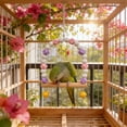 thumbnail image 6 of KOYPTL Wooden Bird Swing with Bells for Cockatiels Parrot Perch Hanging Toys,Birdcage Stands Cage Ground Play Gyms Accessories,Colorful Beads Climbing Toy for Lovebirds Conures Budgies Easter Decor, 6 of 7