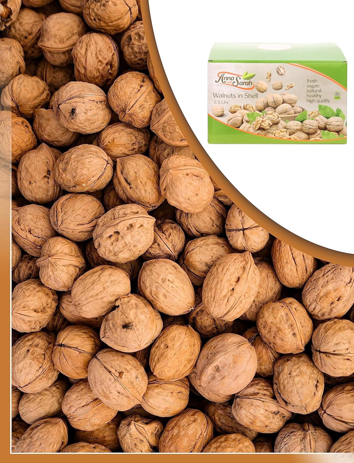 Anna and Sarah Walnuts in Shell, Jumbo, Fresh, Buttery Taste, Easy to Crack, California Chandler, Natural Shells, Not Bleached (5.5 Lbs)