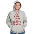 thumbnail image 4 of Keep Calm Carry A Camera Photographer Unisex Fleece Graphic Zip Up Hoodie Brisco Brands 3X, 4 of 5