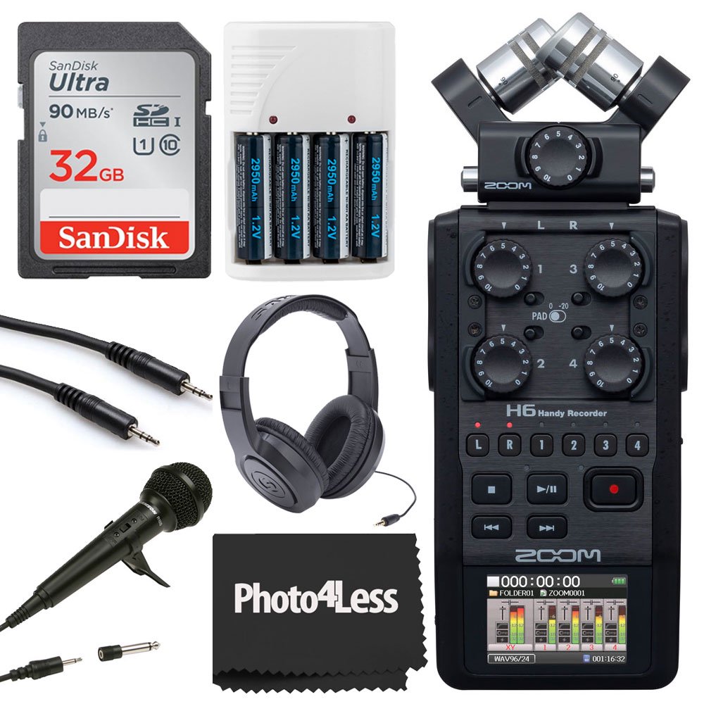 Zoom H6 All Black 6Input /6Track Portable Handy Recorder with Single