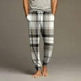 thumbnail image 2 of Wutalume Men's Drawstring Pocket Cuffed Casual Pants with Checkered Print, Designed for Home and Sleep Wear, Offering Comfort with Elastic Waist,Gray 3XL, 2 of 7