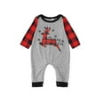 thumbnail image 2 of FAOWME Family Matching Christmas Pajamas Romper Long Sleeve Round Neck Reindeer Print Jumpsuits Comfortable Soft Sleepwear For Infant Baby-Grey 6M, 2 of 8