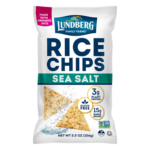 Pack of 6, Lundberg Sea Salt Rice Chips, 5.5 oz