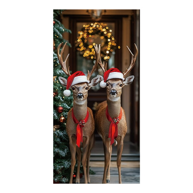 Christmas Door Decorations Christmas Door Sticker Decoration Hanging Cloth Holiday Party Decoration Background Cloth Room Door with Tapestry Cloth Decorations for Room