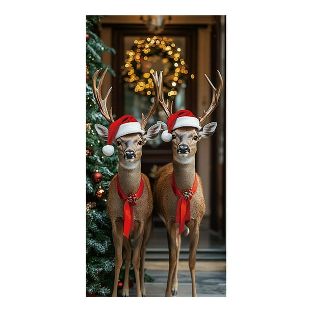Adornos navideños, adornos navideños, regalos navideños, pegatinas navideñas para puerta, tela colgante, decoración para fiestas navideñas, tela de fondo para puerta de habitación con tapiz, cortina d