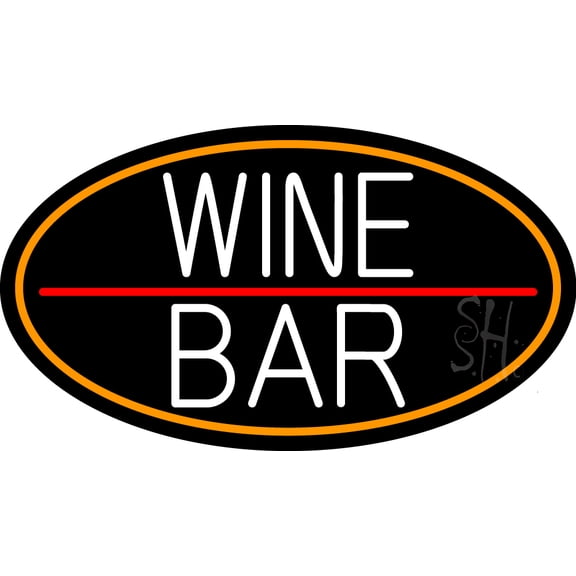 White Wine Bar Oval With Orange Border LED Neon Sign 13 x 24 - inches, Clear Edge Cut Acrylic Backing, with Dimmer - Bright and Premium built indoor LED Neon Sign for Bar decor.