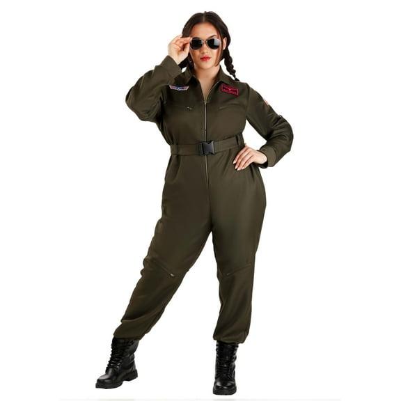 Plus Size Flight Suit Top Gun Costume for Women