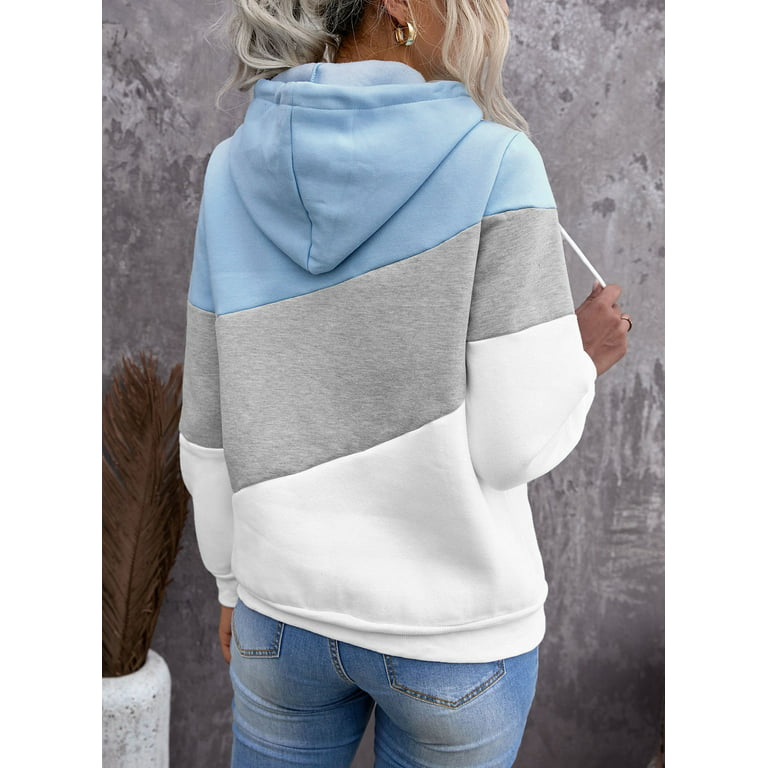 Neueste Kreation 2024 Sidefeel Womens Color Block Pullover Tops Sweatshirt Cowl Neck Tops Drawstring Hoodie Tunic S-XXL