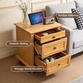 thumbnail image 3 of Traditional 3 Drawers Nightstand, Solid Wood Leg Bedside Table with Large Tabletop, Two-Tone Finish Accent Furniture for Bedroom, Living Room, Oak, 3 of 5