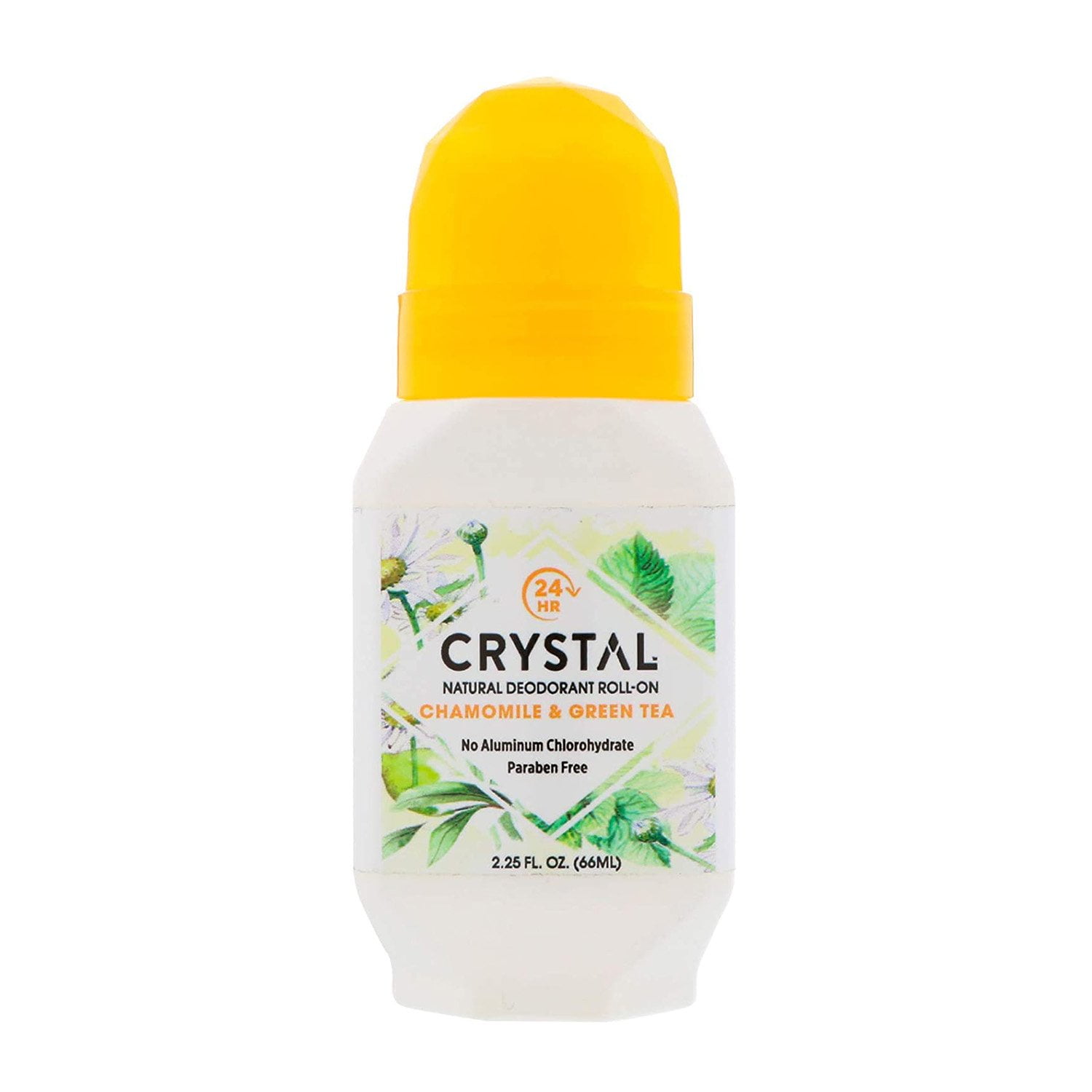Crystal Essence Mineral Deodorant Roll-On, Chamomile & Green Tea 2.25 oz (Pack of 4)