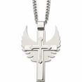 thumbnail image 1 of Stainless Steel Brushed And Polished Cross With Wings 20In Necklace Made In China -Jewelry By Sweet Pea, 1 of 8