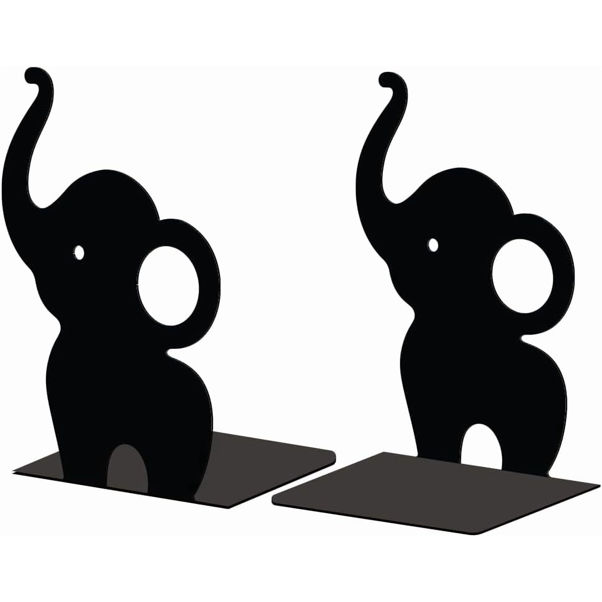 Metal Bookends for Shelves Modern Decorative Heavy Duty Study Book Support Stoppers for Office Desk Shelf Room 4.7 x3.5 x7.9 Cast Iron Simple Tall Bookends 1 Pair (Cute Elephant) diy