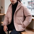thumbnail image 7 of Men's Thick Puffer Jacket Solid Color Warm Hooded Winter Coat Stand Collar Zip Up Padded Outerwear for Daily, 7 of 7
