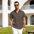 thumbnail image 4 of HAOMEILI Men's Casual Button Down Shirts Short Sleeve Linen Shirts Summer Beach Dress Shirt, 4 of 7