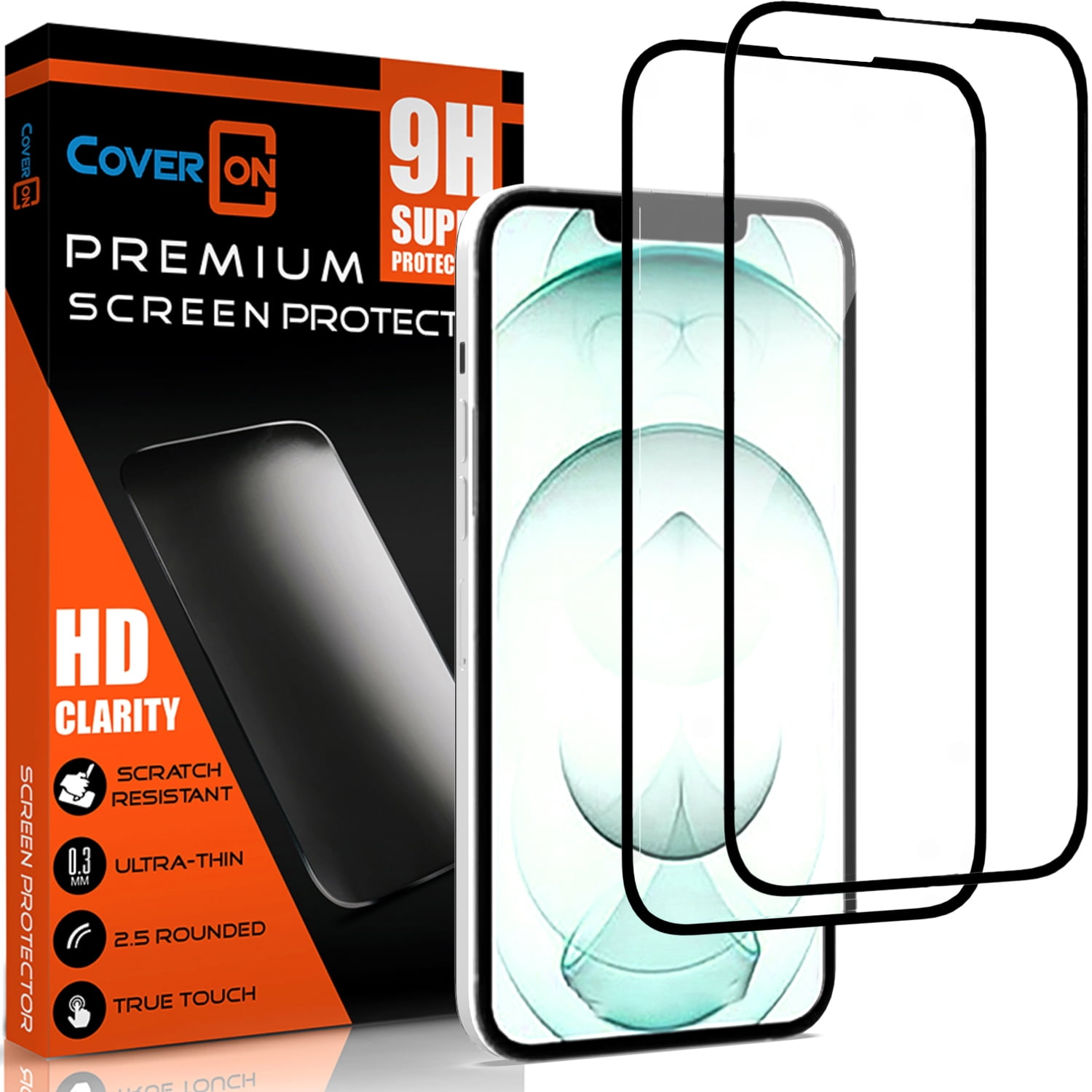 CoverON 2pcs Pack For Apple iPhone 13 Mini Screen Protector Tempered Glass- 98% full Coverage 9H Scratch Resistant - HD Clear