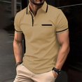 thumbnail image 2 of Hfolob Men's Polo Shirt Male Spring Business Lapel Shirt Bottoming Shirt Short Sleeve Shirt Patchwork Top Beach Shirt, 2 of 5