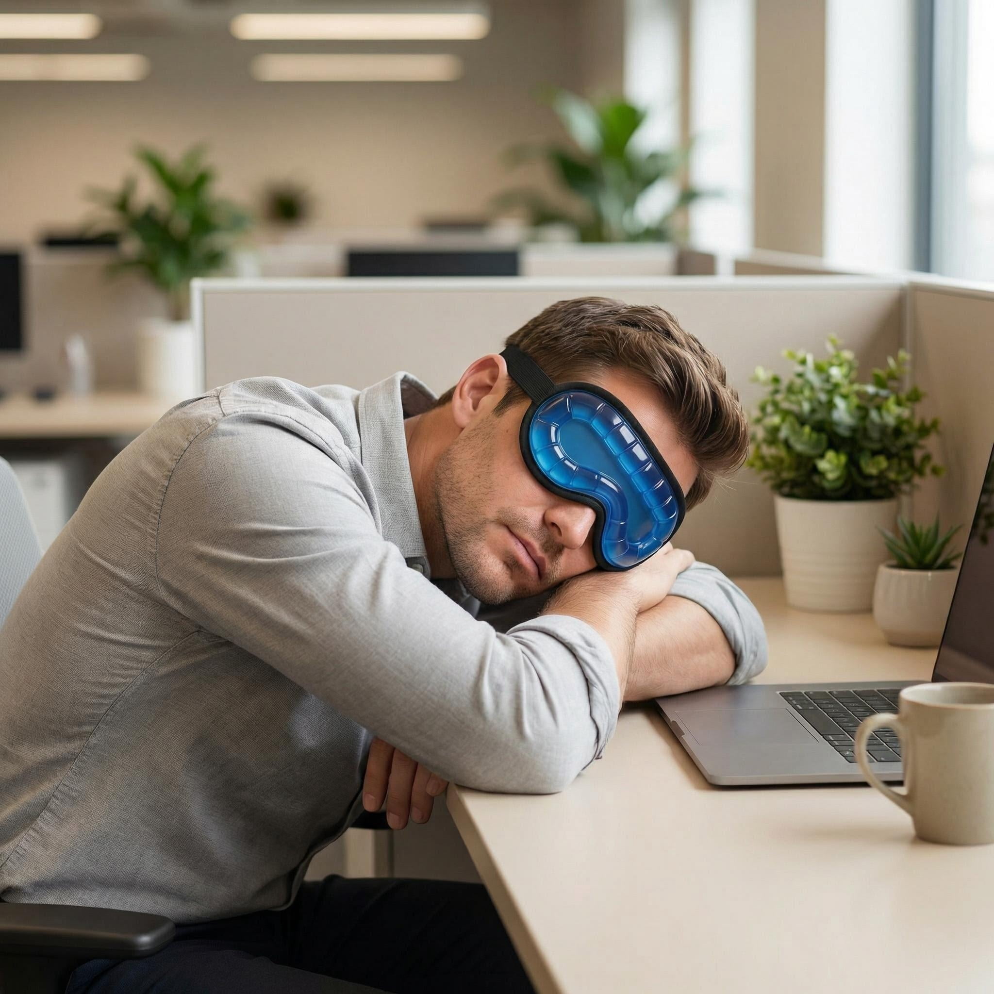 3D Gel Sleep Eye Mask, No Eye Pressure Marks, Cold and hot compresses for Eye Fatigue Relief, Elastic Strap, Black