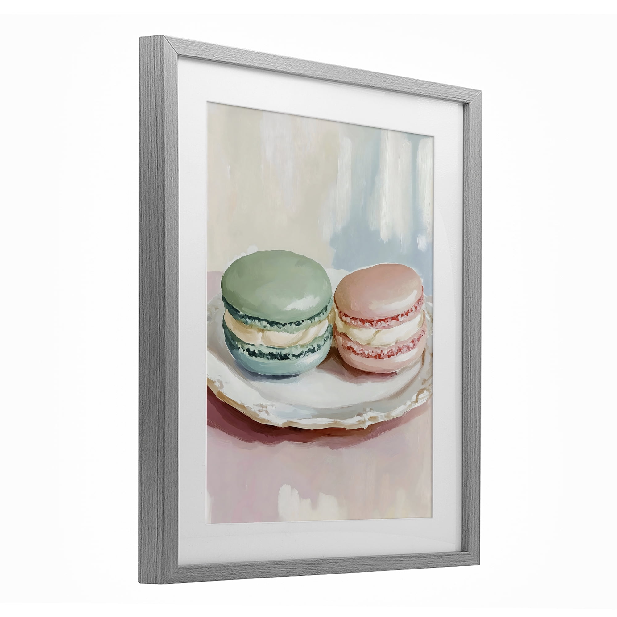Stupell Industries Pastel Macarons on Plate Gray Framed Print Under Glass, design by The Prints Vibe