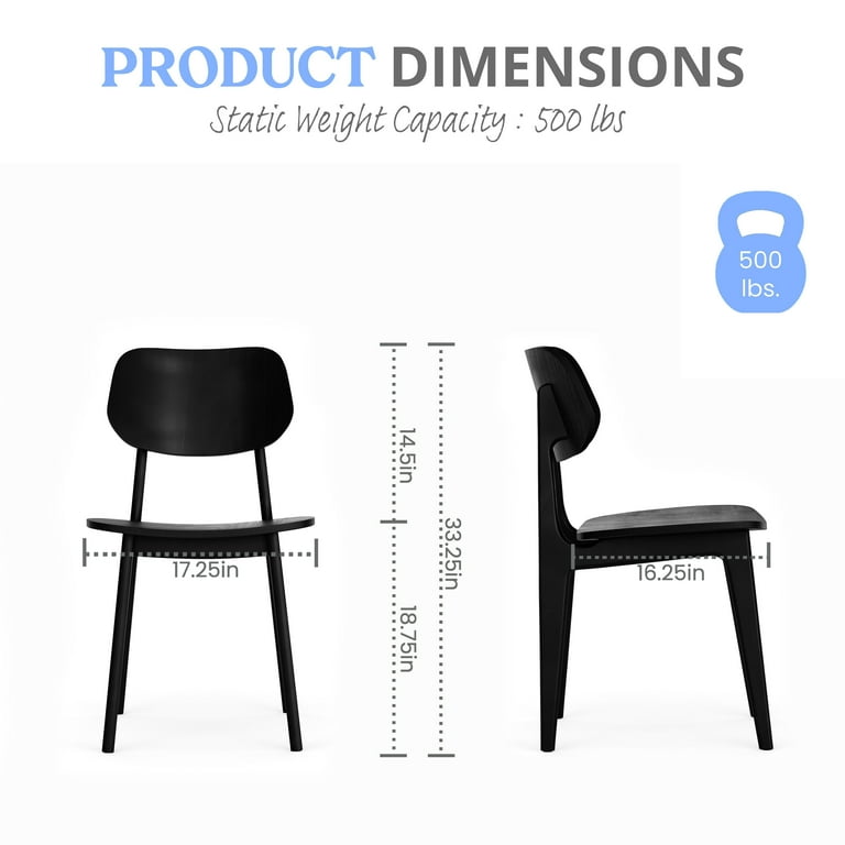 Emma + Oliver Set of 2 Solid Wood Dining Chairs with Curved Oval