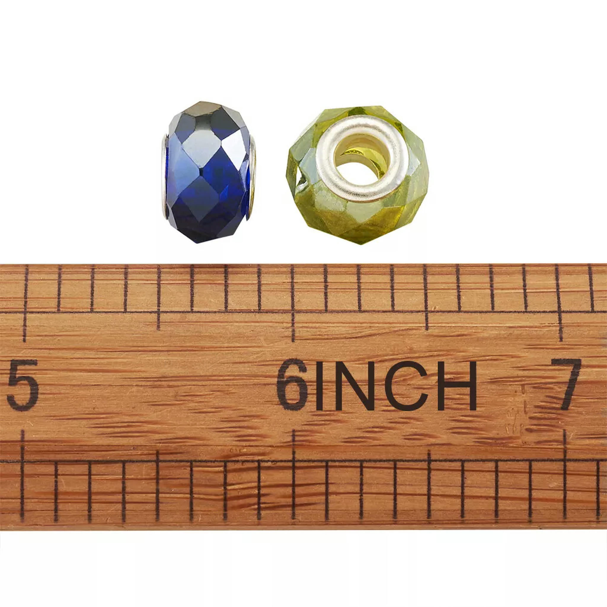 EOEMY 100Pcs Glass European Large Hole Faceted Rondelle Beads Spacer With Core 13~14mm