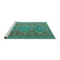 thumbnail image 2 of Ahgly Company Machine Washable Indoor Rectangle Oriental Turquoise Blue Traditional Area Rugs, 3' x 5', 2 of 4