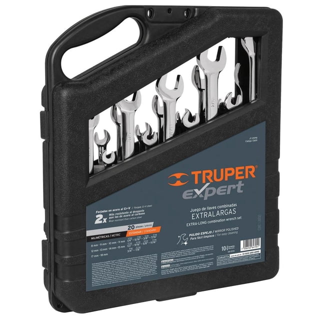 JUEGO LLAVES COMBINADA MIXTA P EXTRALARGAS 20PZ TRUPER 13691 Truper JC-20PM