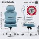 thumbnail image 2 of Silla de oficina TRALT, escritorio ergonómico, 150 kg, con ruedas, color azul cielo, 2 of 9